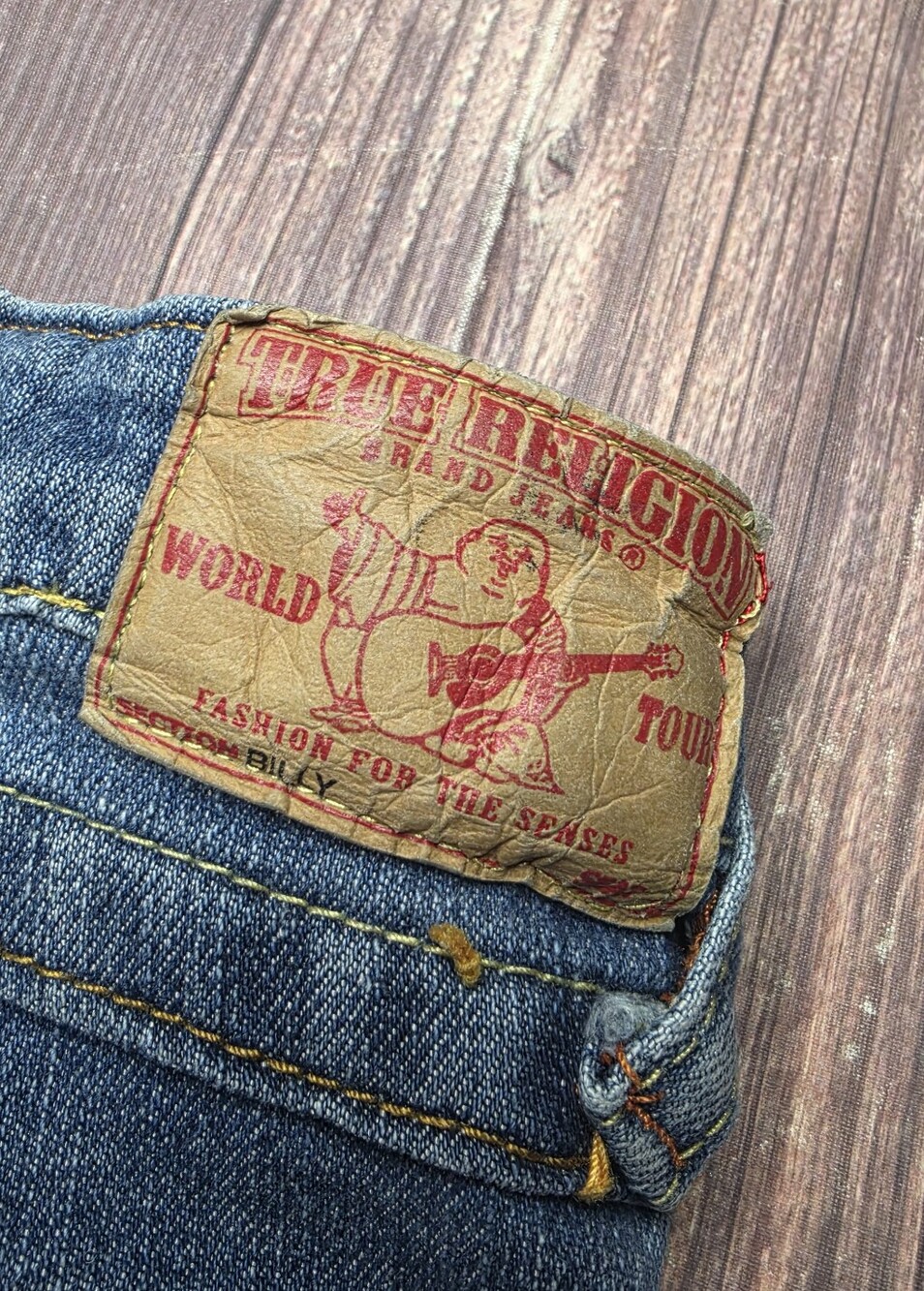 True Religion Billy Boot Cut Thick Yellow Stitch Jeans - Picture 3 of 8
